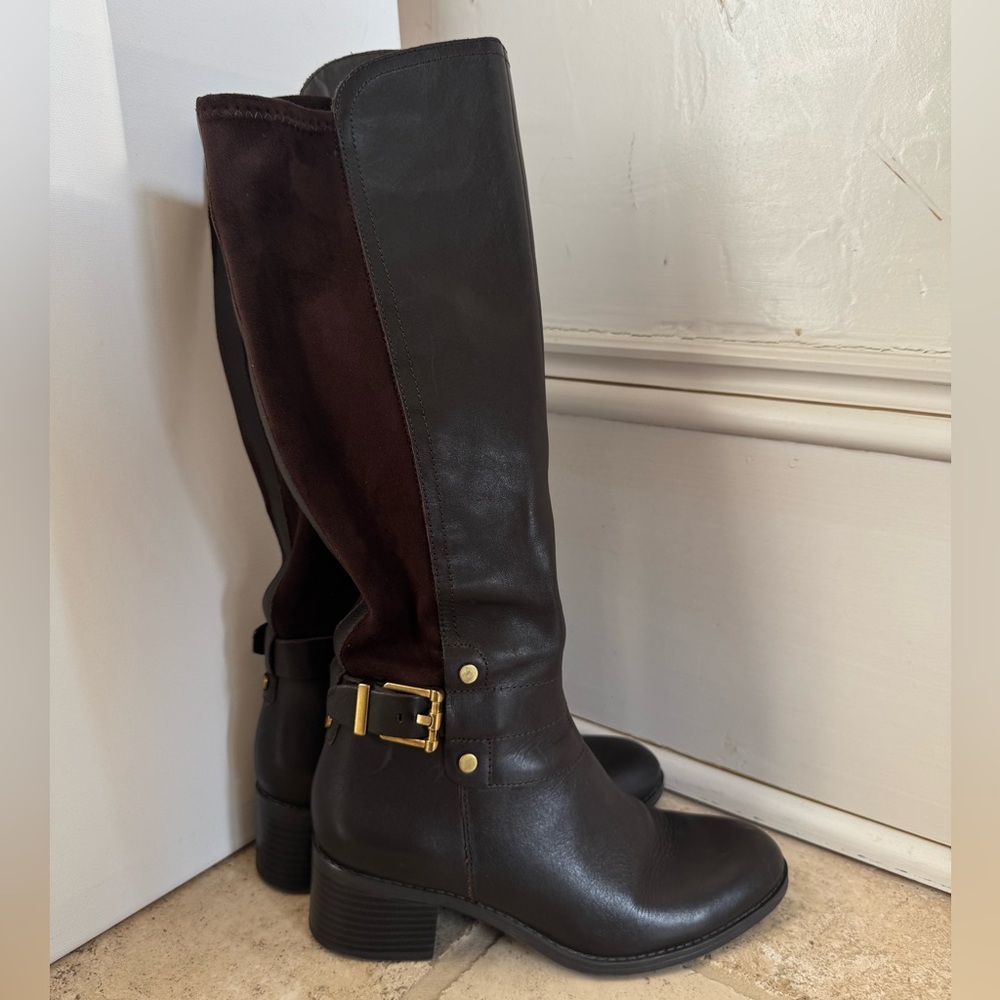 Franco Sarto Brown Leather Knee-High Boots, Size 6.5